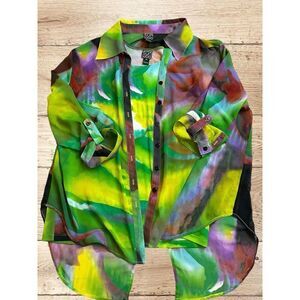 Clara Sun Woo‎ Set Blouse And Camisole XL Abstract Lagenlook Size XL Watercolor
